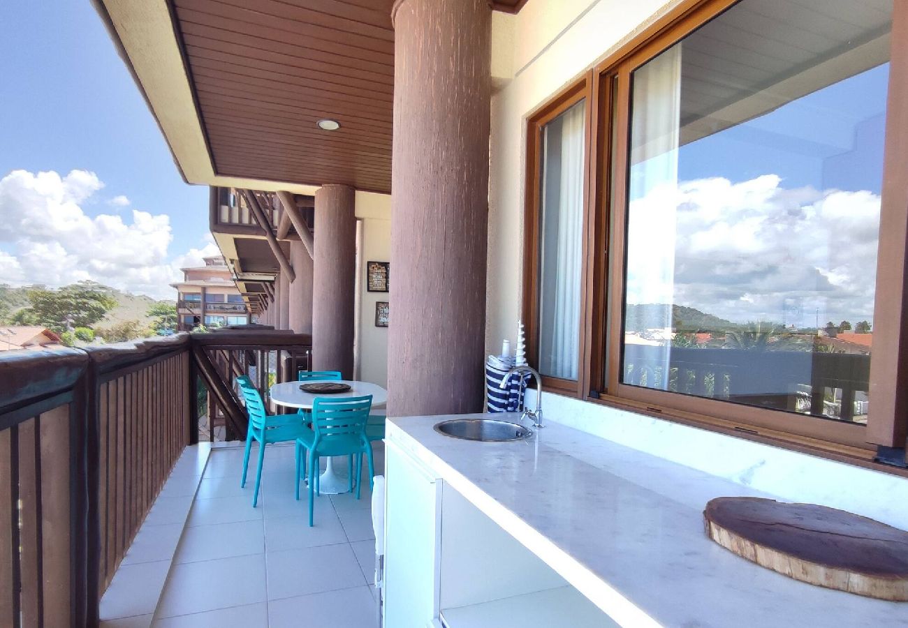 Apartamento en Barra de São Miguel - Barra Bali Pie en la arena con vista al mar 