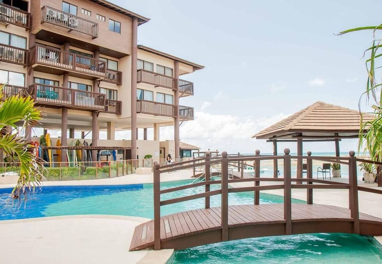 Apartamento en Barra de São Miguel - Barra Bali Pie en la arena con vista al mar 