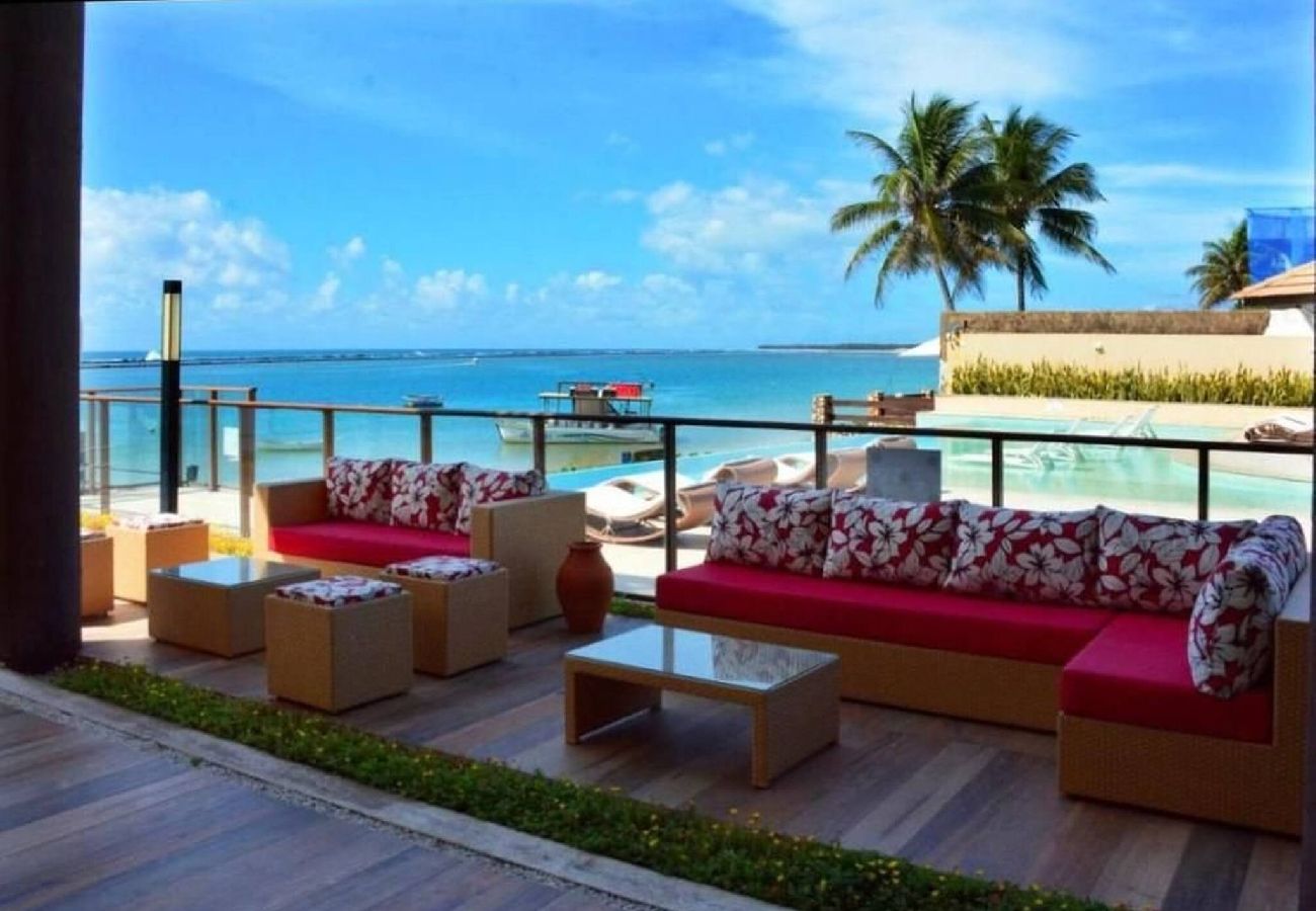Apartamento en Barra de São Miguel - Barra Bali Pie en la arena con vista al mar 