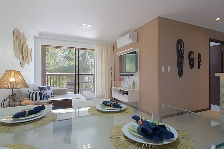 Apartamento Cond Pé na Areia com Varanda by MME