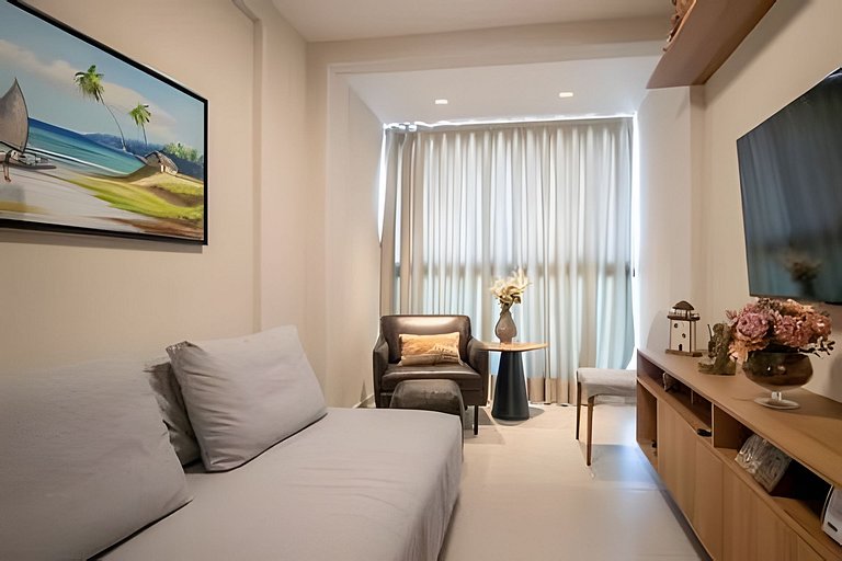 Apartamento com Vista 3min da praia